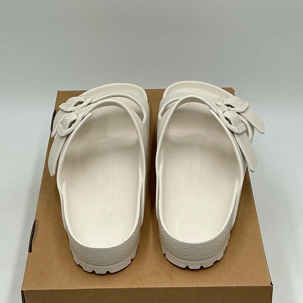 Birkenstock Arizona Sandals Unisex EU 41 White Adjustable Strap Slip-On Eby4457
